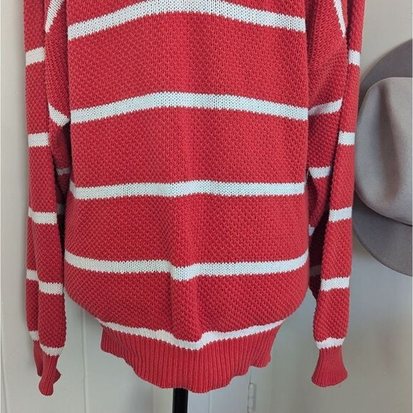 VTG Christian Dior Red White Stripes Sweater M Nautical Prep Coastal Retro Glam - Picture 8 of 9